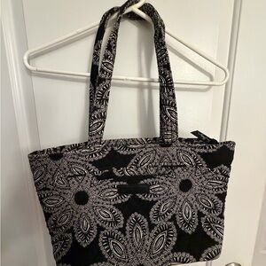 Vera Bradley Black and White Floral Paisley Quilted Tote